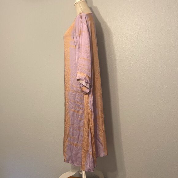 Anthropologie Norblack Norwhite Purple Tie-Dye Sonne Kaftan Maxi Dress Sz Small - Picture 6 of 11